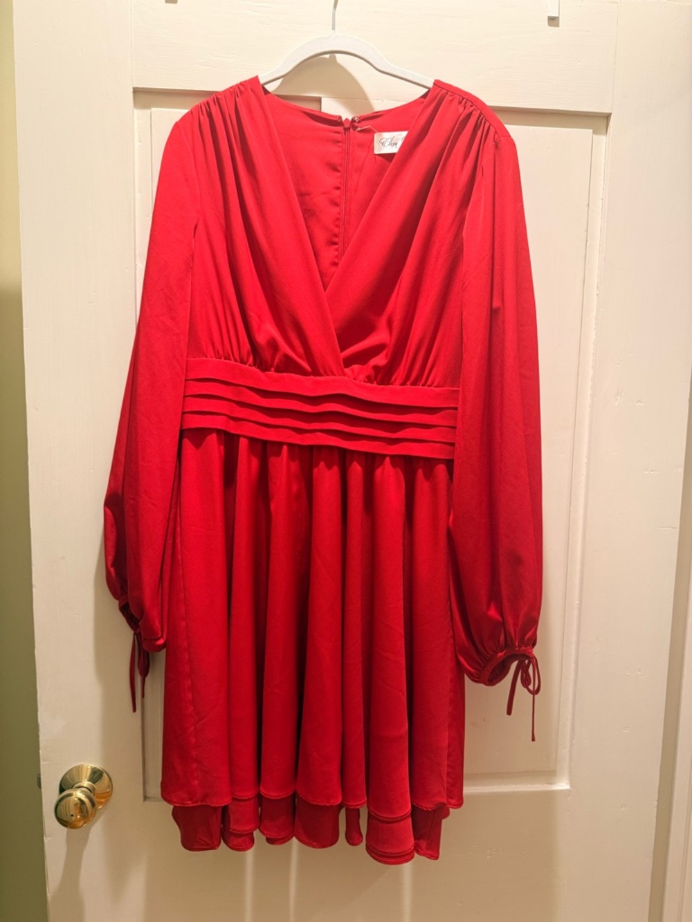Eliza J Bold Red Pleated Waist Dress